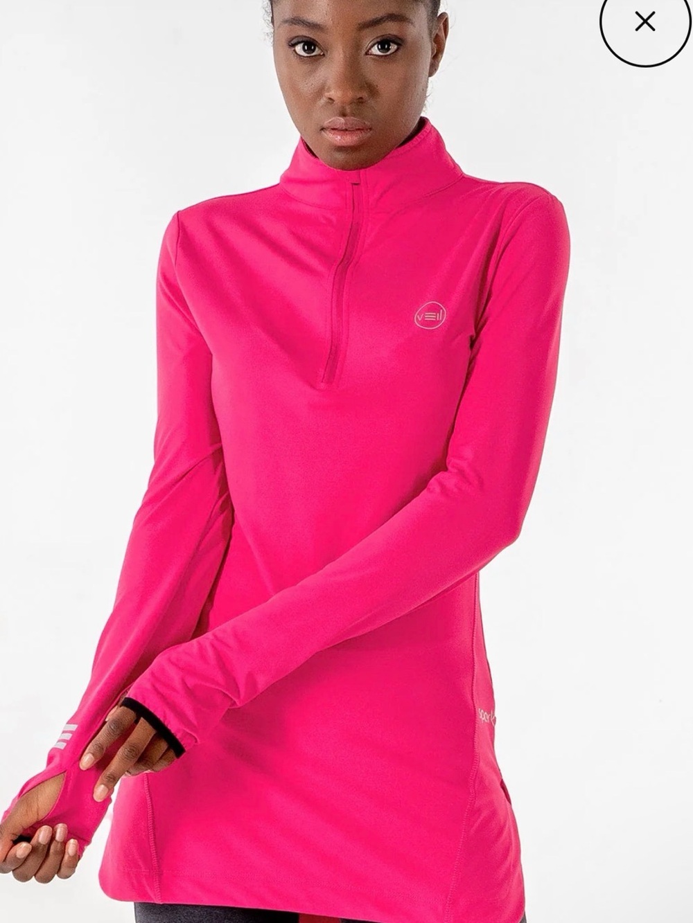 VEIL SIZE S Women's Long Sleeve Quarter-Zip Active Top - Hot Pink